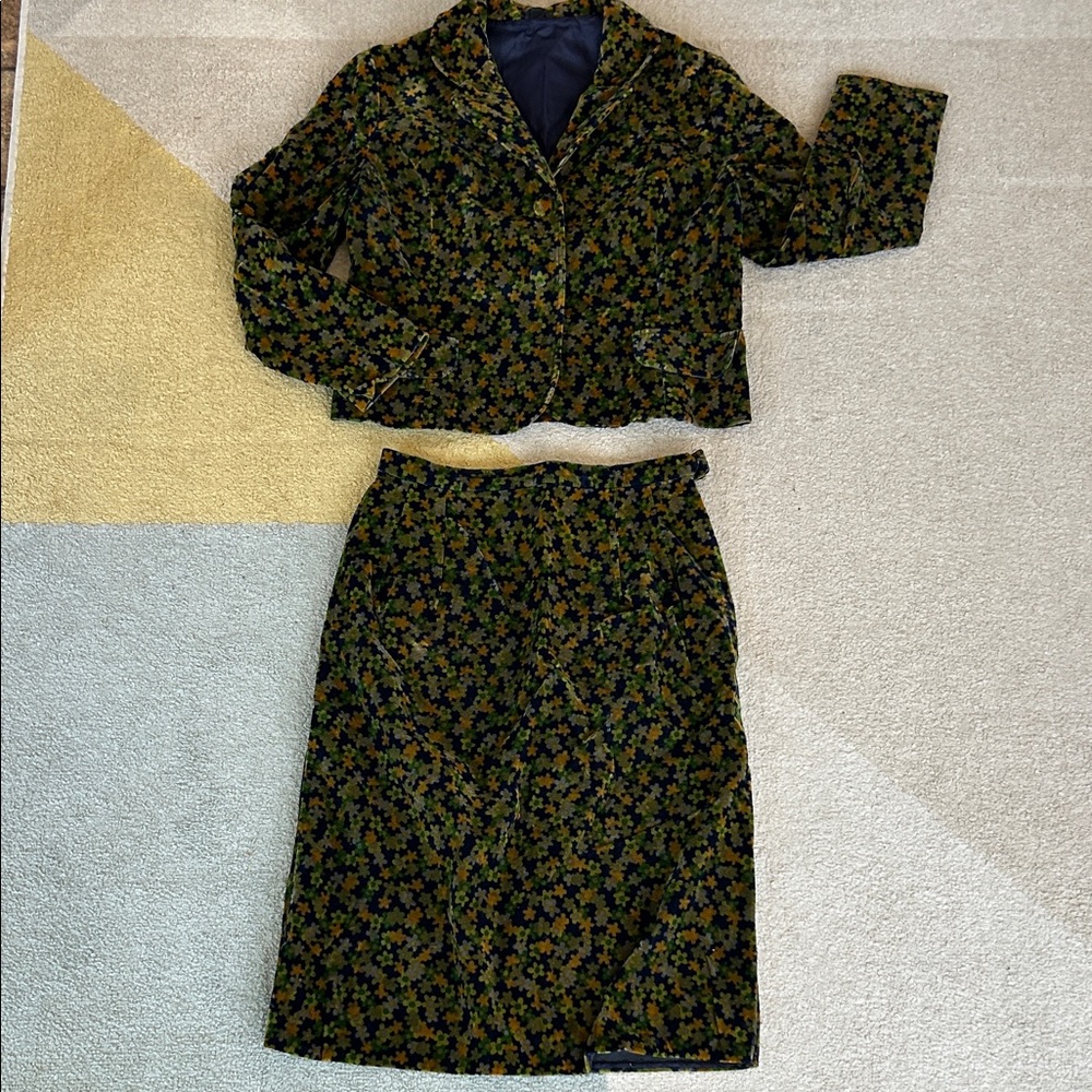 Vintage Floral Skirt and Jacket Set